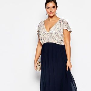 Lovedrobe Luxe Plunge Neck Maxi With Embellishment